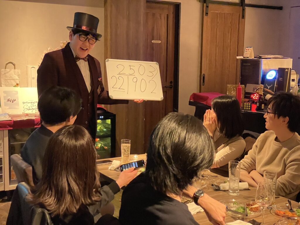 飲食店パーティーでのテーブルマジック
